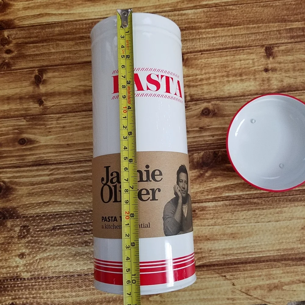 Jamie Oliver Pasta Tin White/Red Container Metal NWT